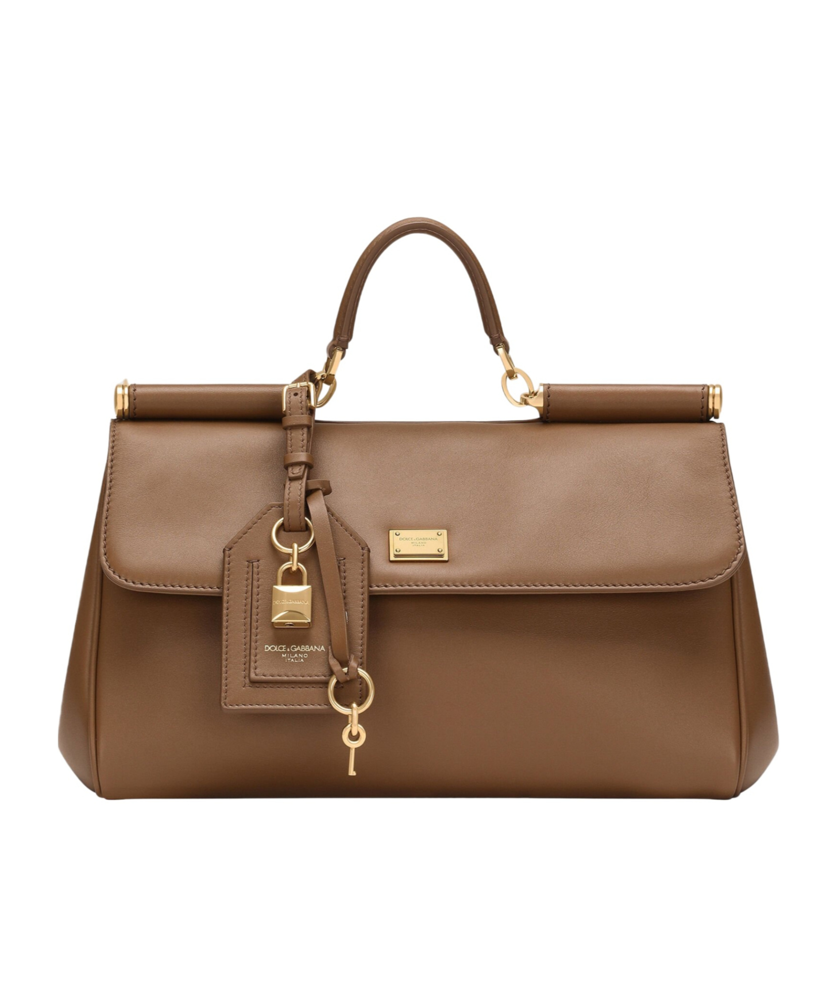 Dolce & Gabbana Handbag Soft Leather Padlock Detail In Neutral