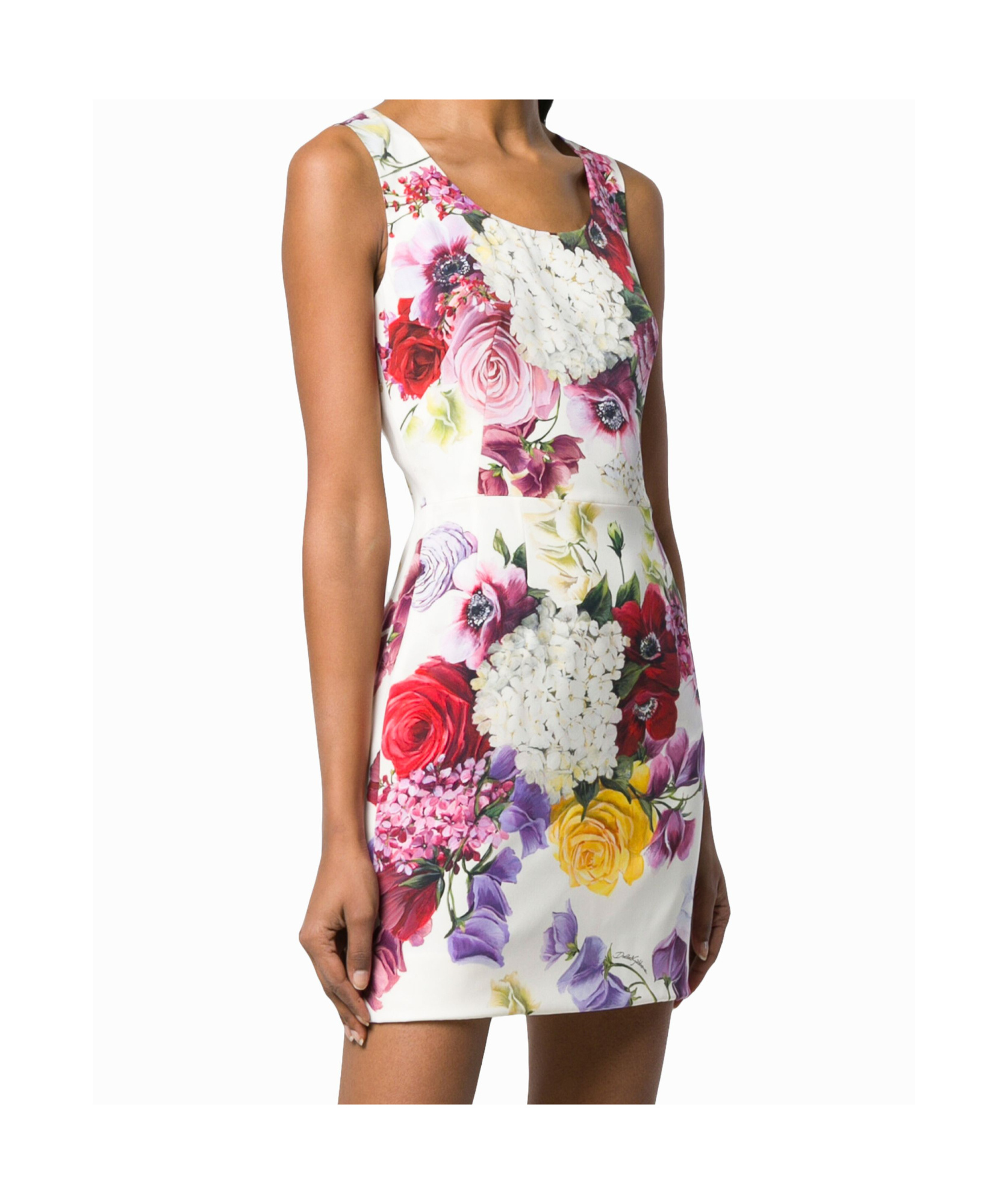 Dolce & Gabbana Floral Print Mini Dress In White