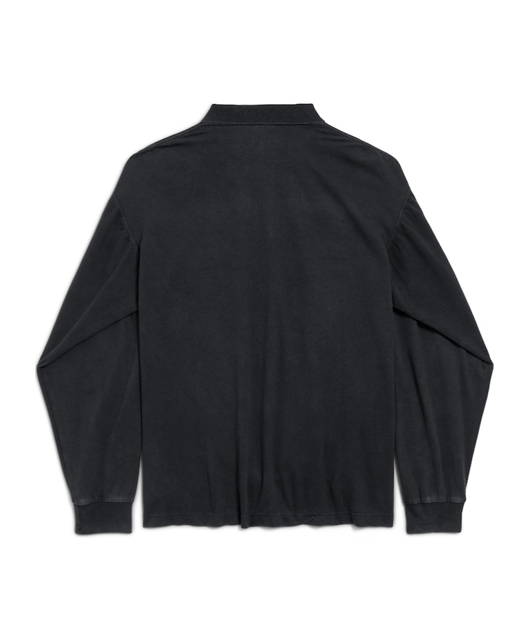 Balenciaga Regular Cotton Polo Shirt With Destroyed Effect In Faded Black
