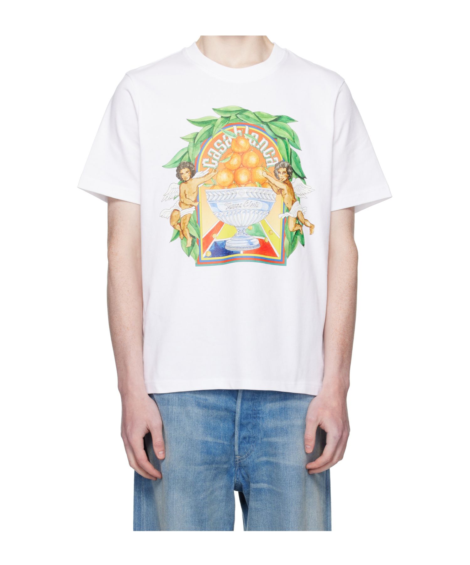 Casablanca T-shirt With Round Neck And Short Sleeves In White