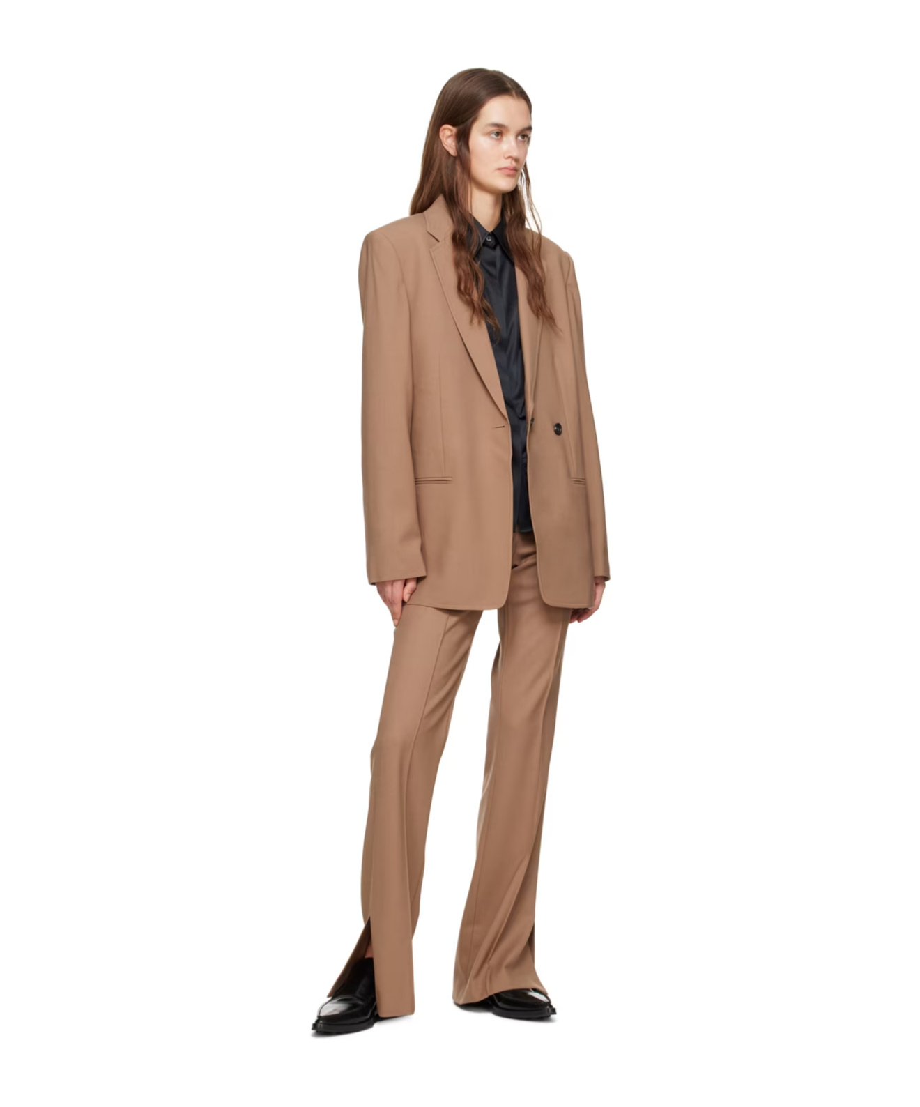 Helmut Lang Notched-lapels Tailored Blazer In Brown