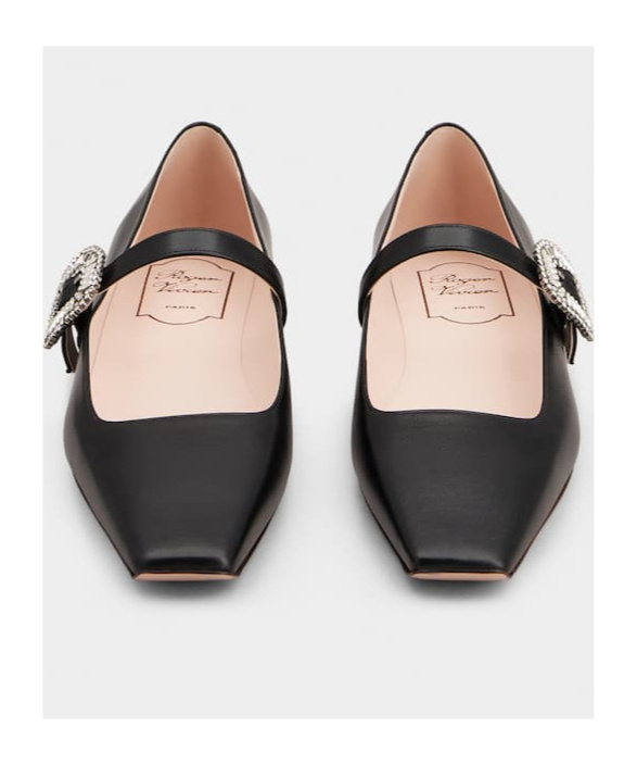 Roger Vivier Crystal Buckle Pointed Toe Strap Shoes
