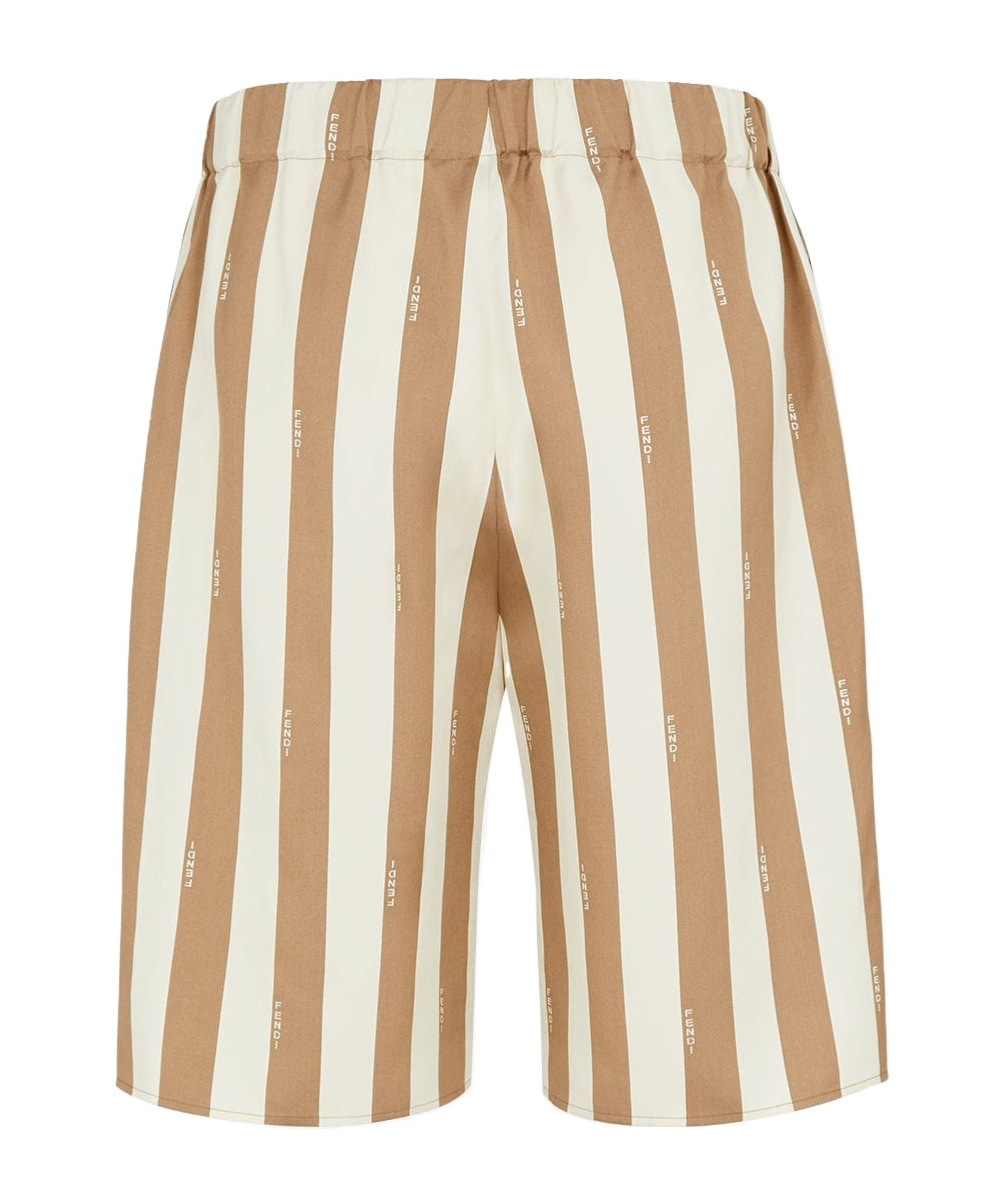 Fendi Printed Silk Bermuda Shorts In White