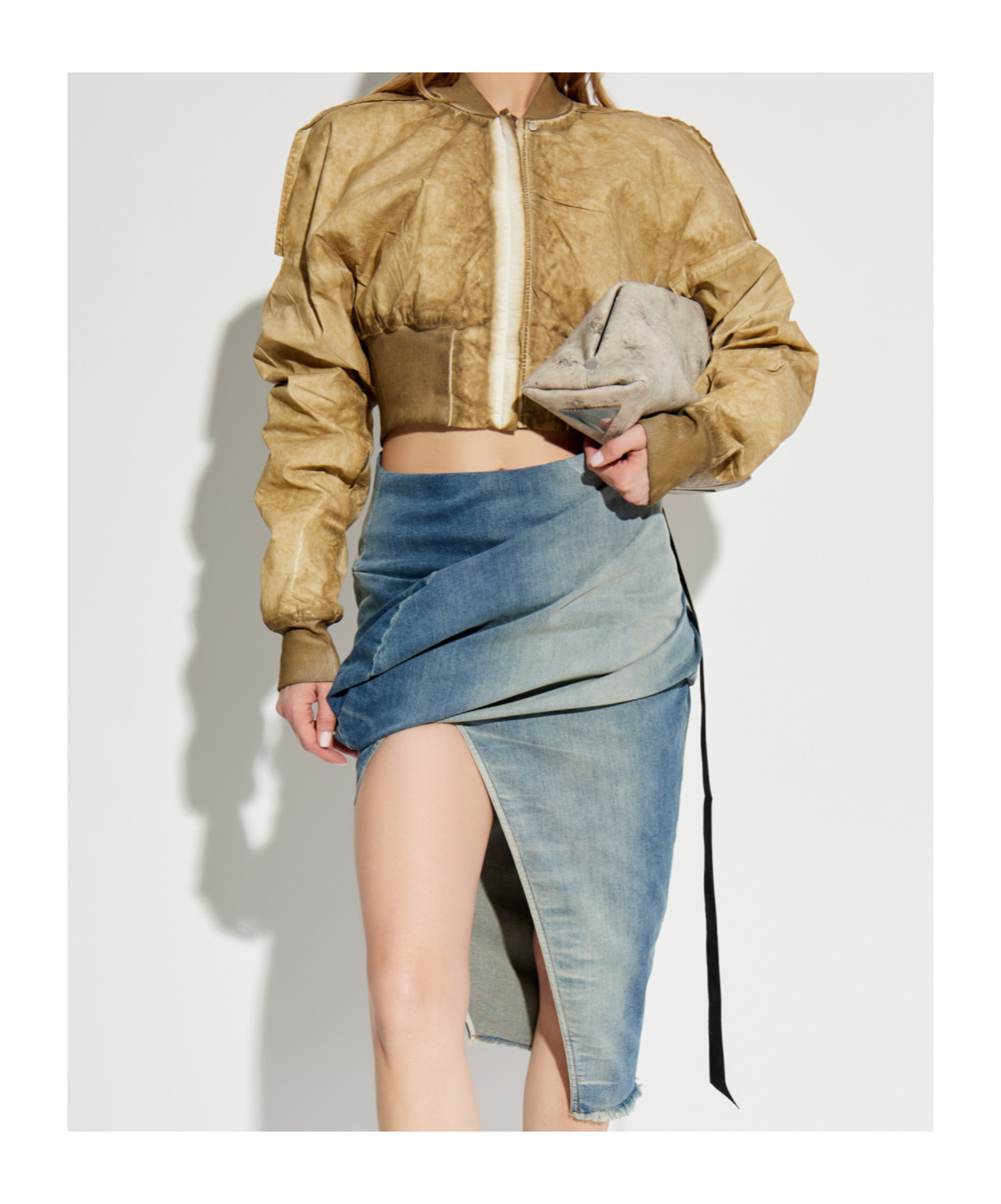 Rick Owens Drkshdw Collage Cropped Jacket In Nude