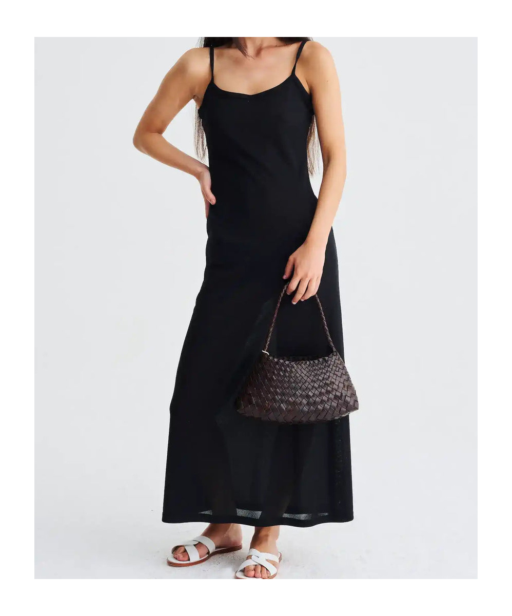Dragon Diffusion Rossana Brown Mini Shoulder Bag With Top Handle And Interwoven Design In Leather Woman In Brown