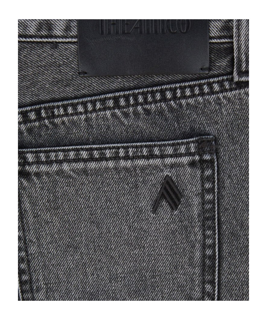 Attico Gray High-waisted Slim Fit Denim Mini Skirt In Black