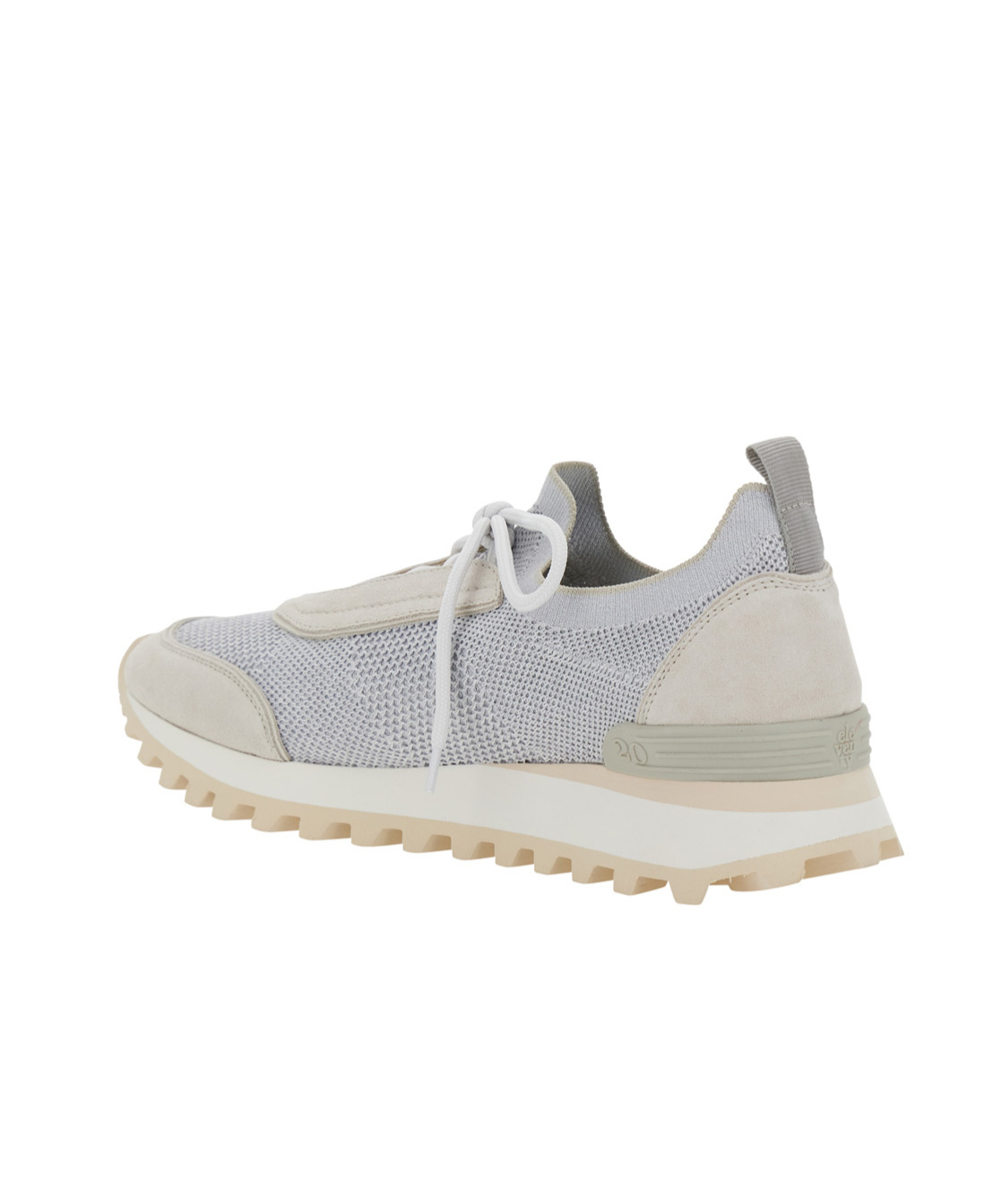Eleventy Grey Sneakers With Knitted Upper And Chunky Sole In White