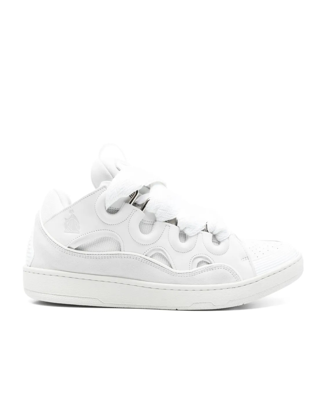 Lanvin Unisex Leather Curb Sneakers With Glitter Effect