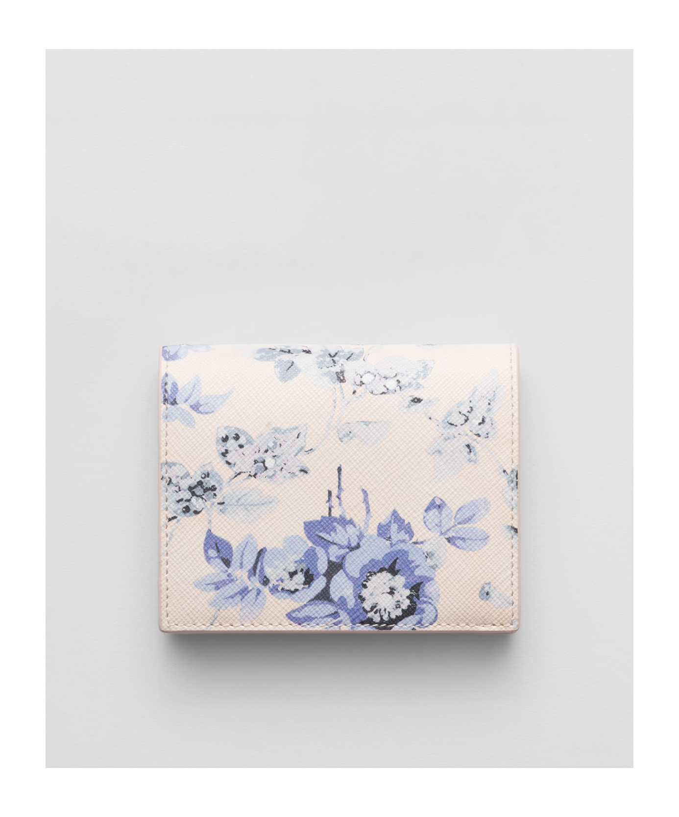 Prada Small Saffiano Leather Floral Bifold Wallet In Nude