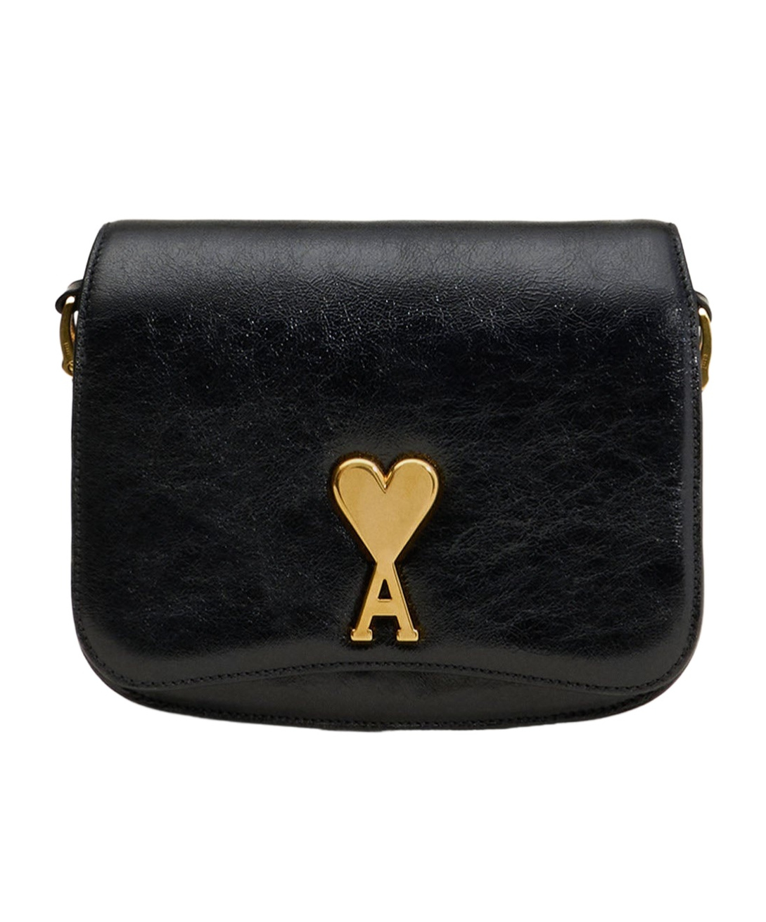 Shop Ami Alexandre Mattiussi Ami Paris Ami De Coeur Flap Shoulder Bag In Black