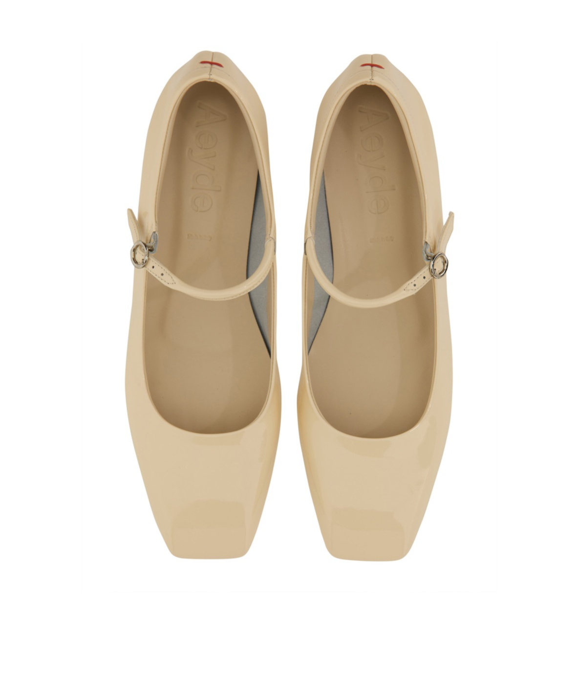 Aeyde Uma Leather Mary Jane Ballet Flats In Nude