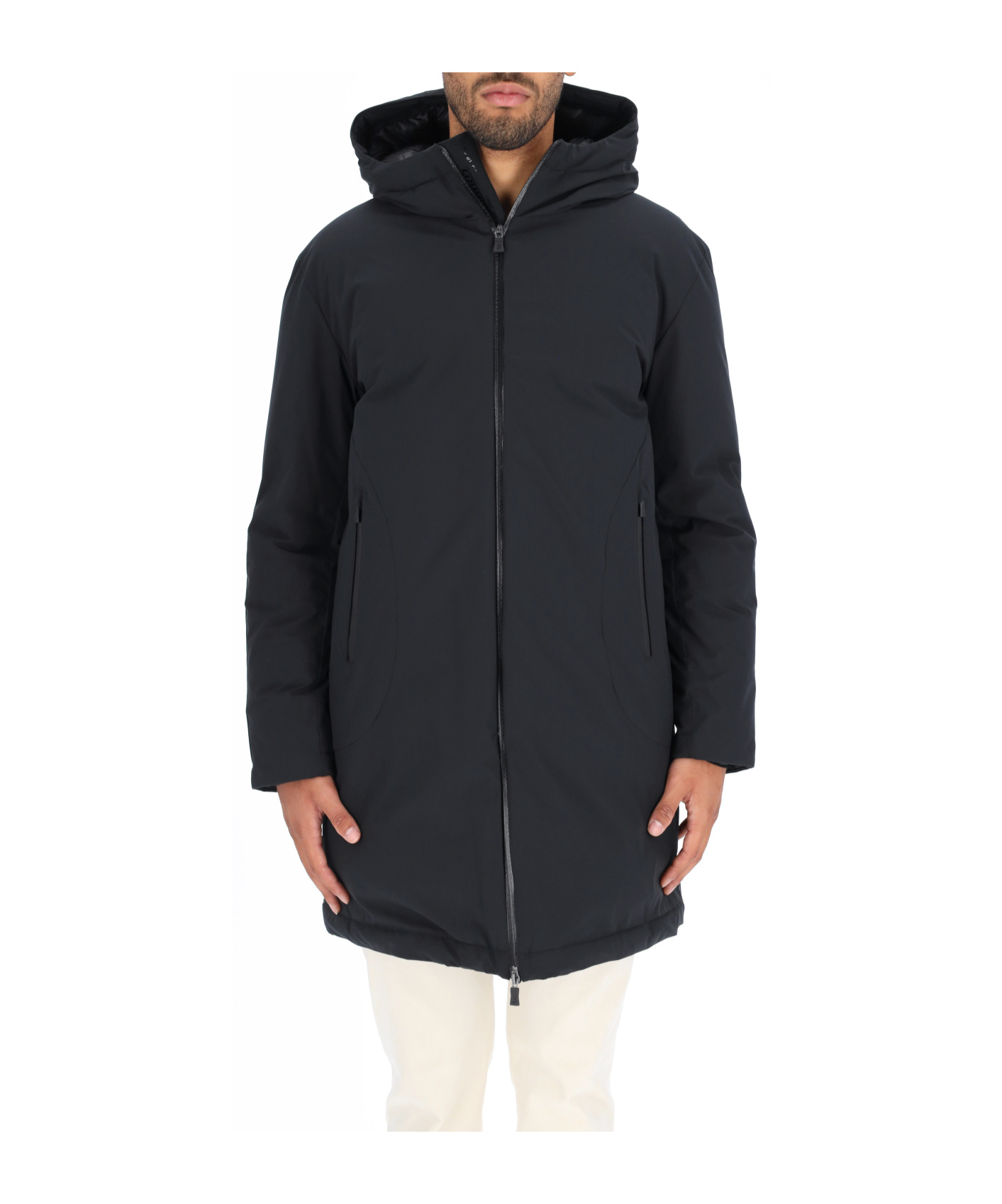 Herno Straight Hem Long-sleeved Carcoat In Green