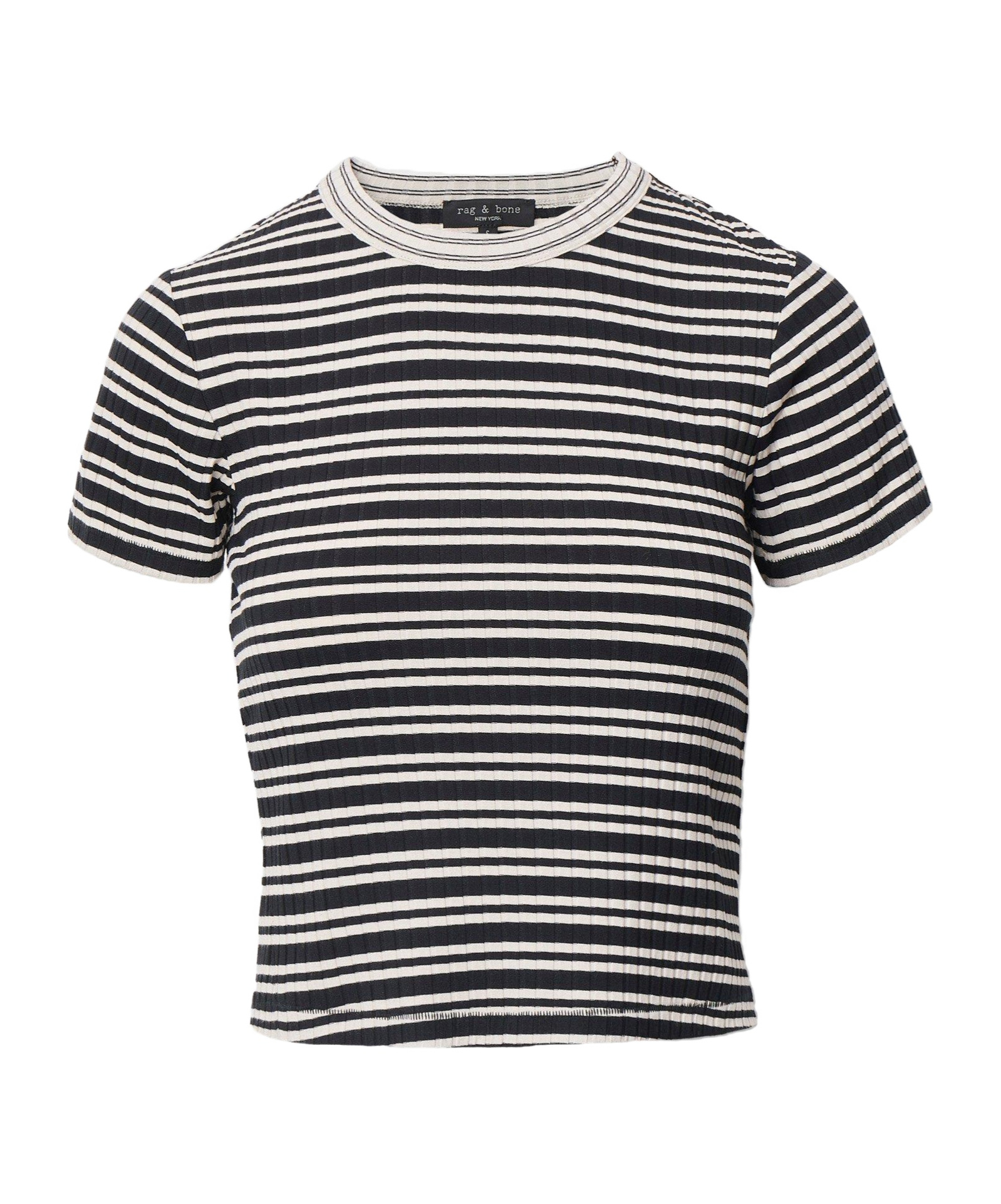 Rag & Bone Womens Luca Striped Stretch-woven T-shirt Ivybl In Gray