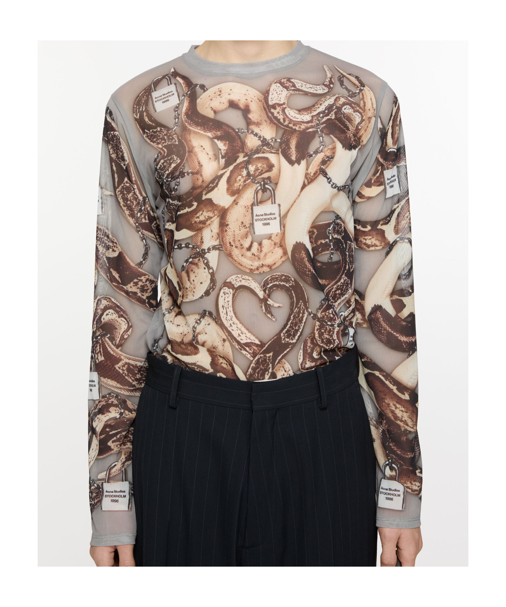 Acne Studios Long-sleeved Printed Top In Gray