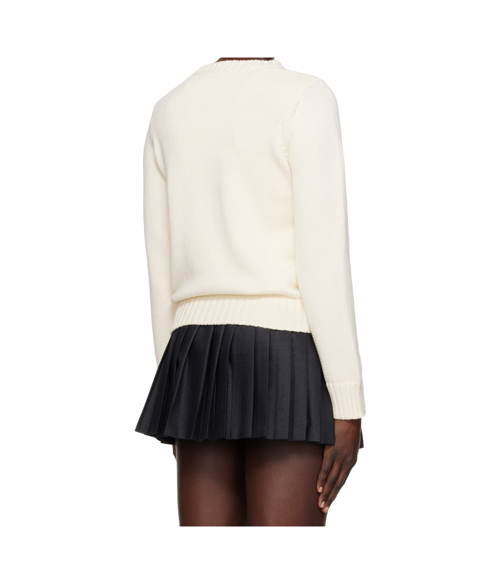 Sporty And Rich Slogan-intarsia Jumper In White