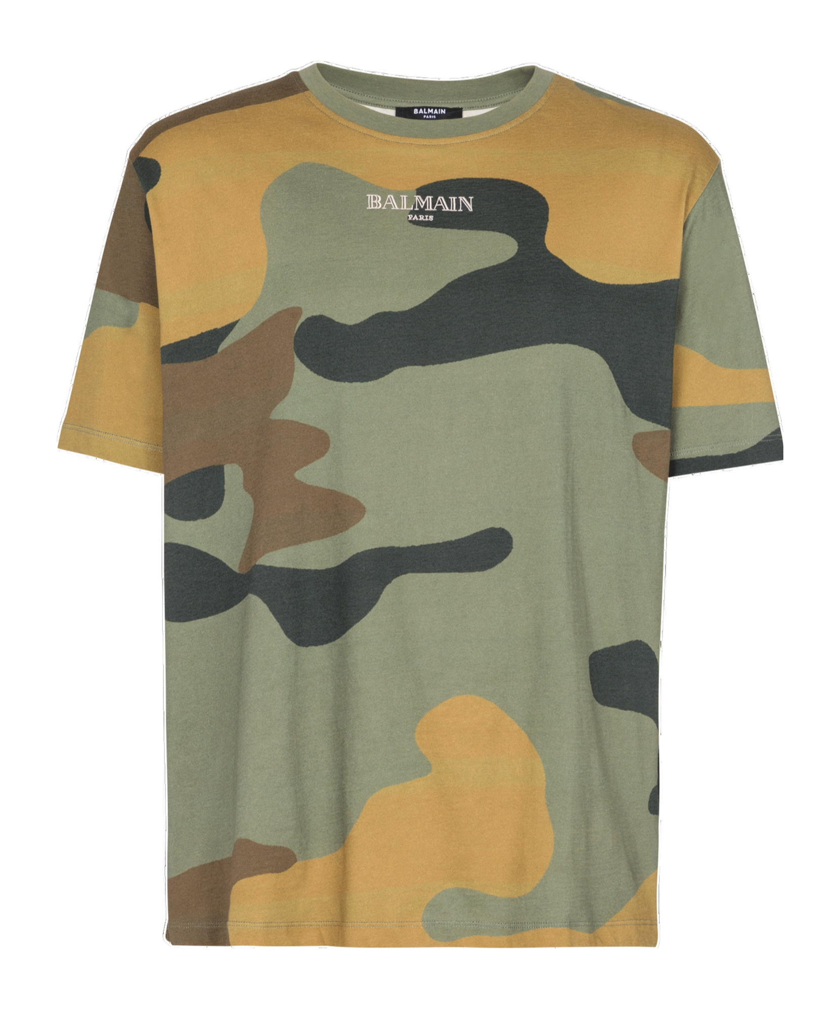 Balmain Camouflage-print Cotton T-shirt In Green