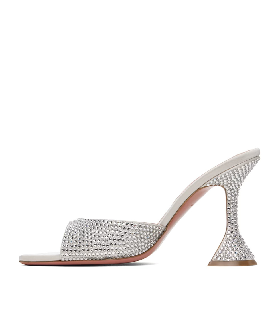 Shop Amina Muaddi Caroline Crystal High-heeled Sandals In White