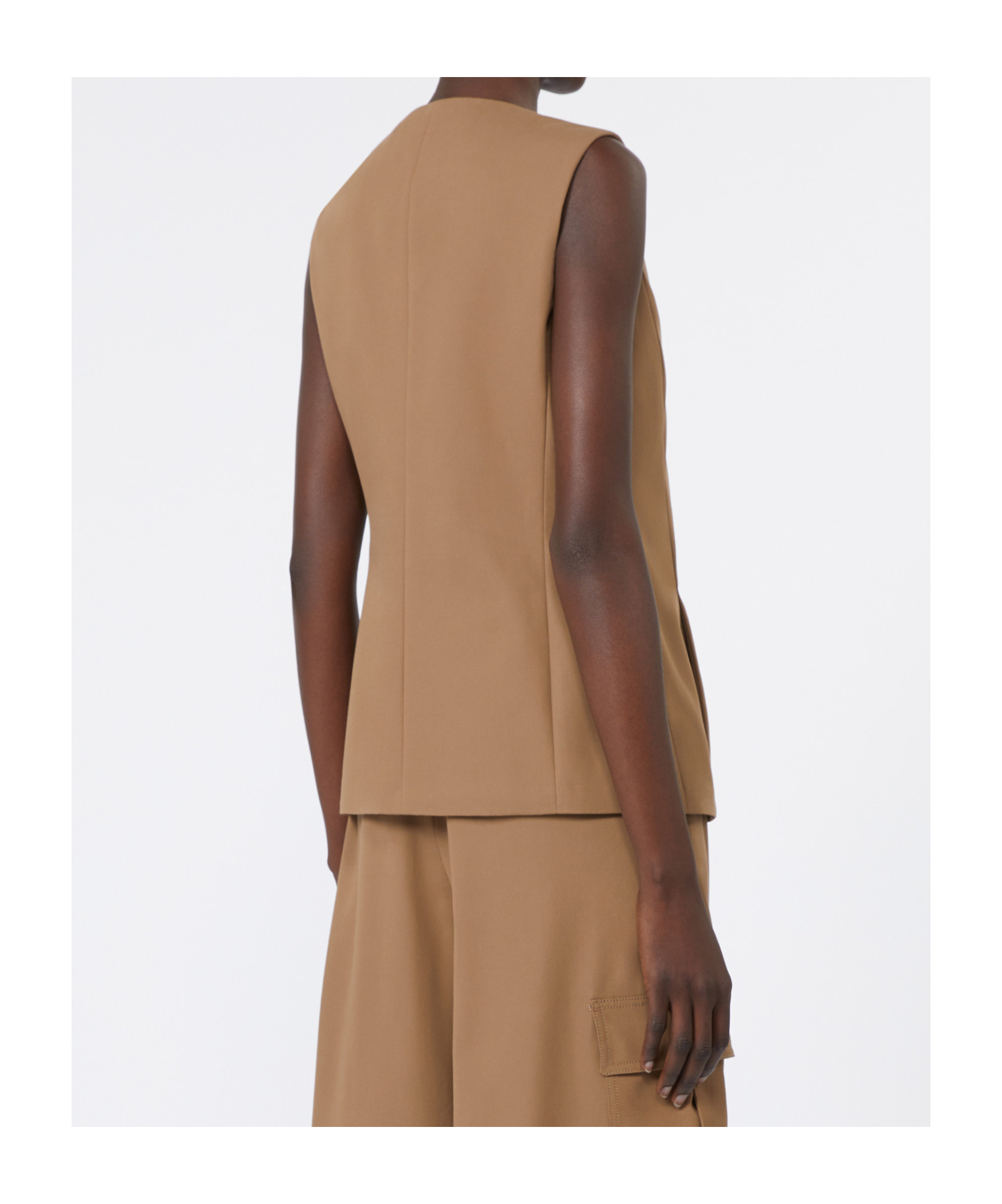 Max Mara Cotton Twill Gilet In Brown