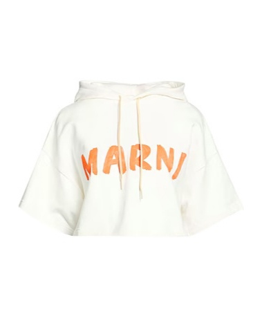 Marni Printed Short-sleeve Hoodie In White