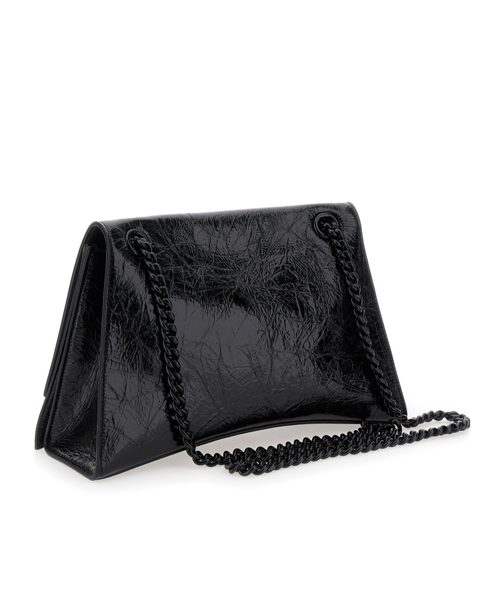 Balenciaga Black Medium Crush Black Crossbody Bag In Black