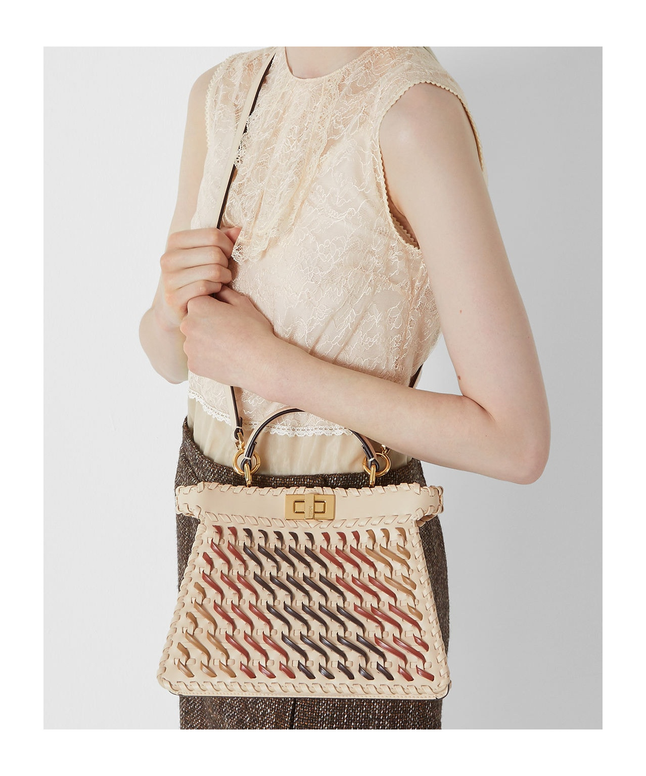 Fendi Women Peekaboo Iseeu Small Leather Crossbody Bag In Multi