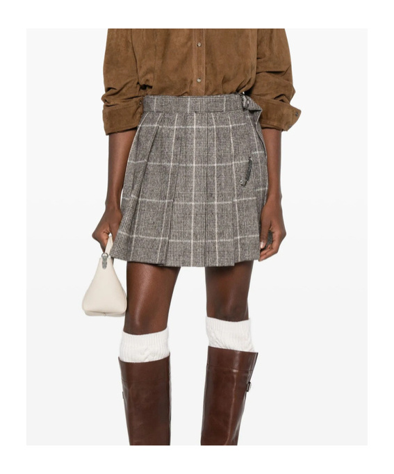Brunello Cucinelli Check Mini Skirt In Brown
