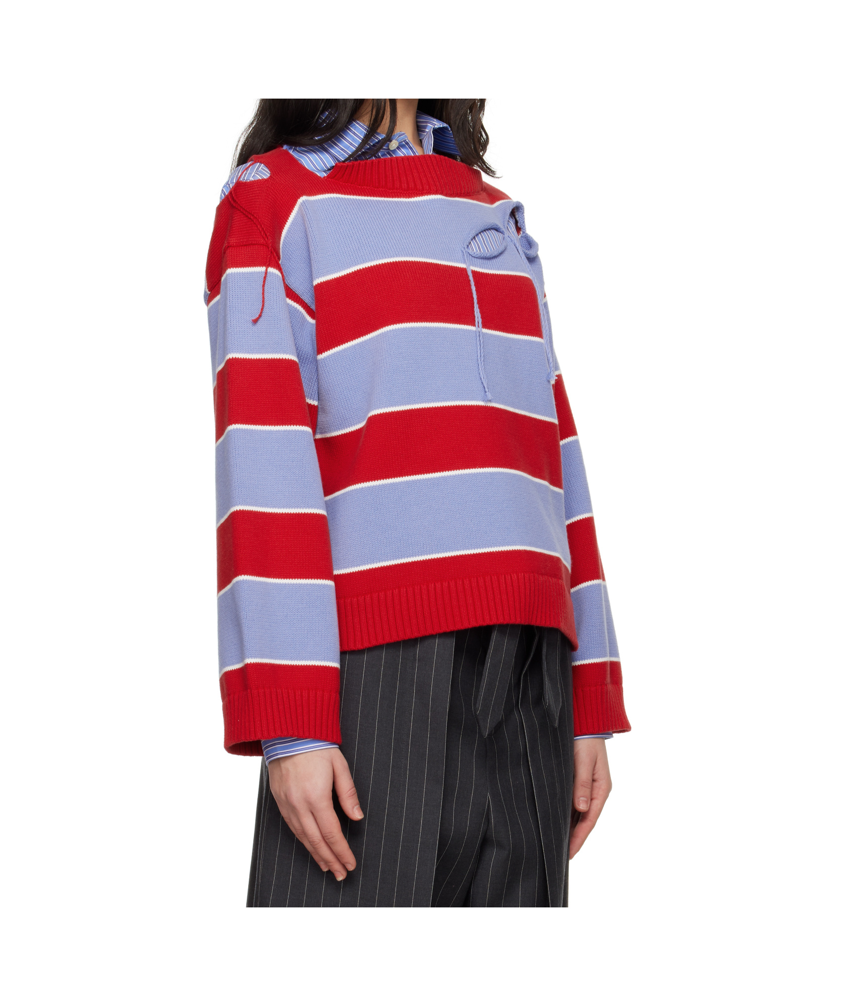 Charles Jeffrrey Loverboy Slash Stripe Sweater In Red