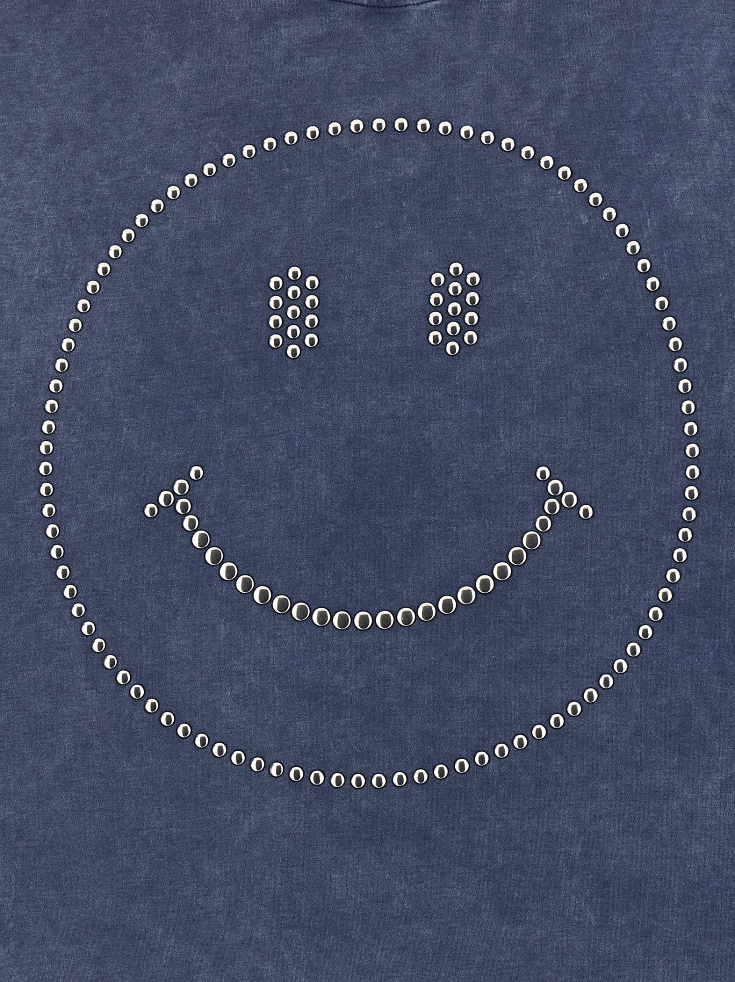 Moschino Smiley Face Studs Crew Neck T-shirt In Blue