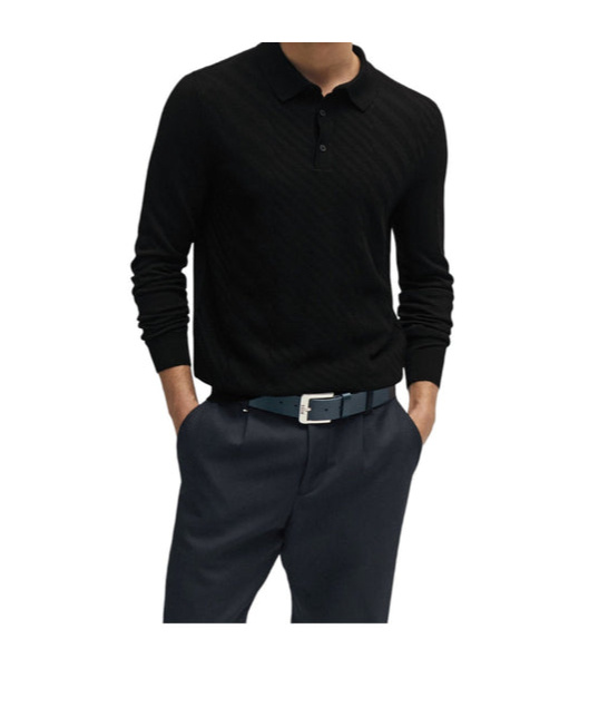 HUGO BOSS COLLARLESS VIRGIN WOOL-BLEND TOP