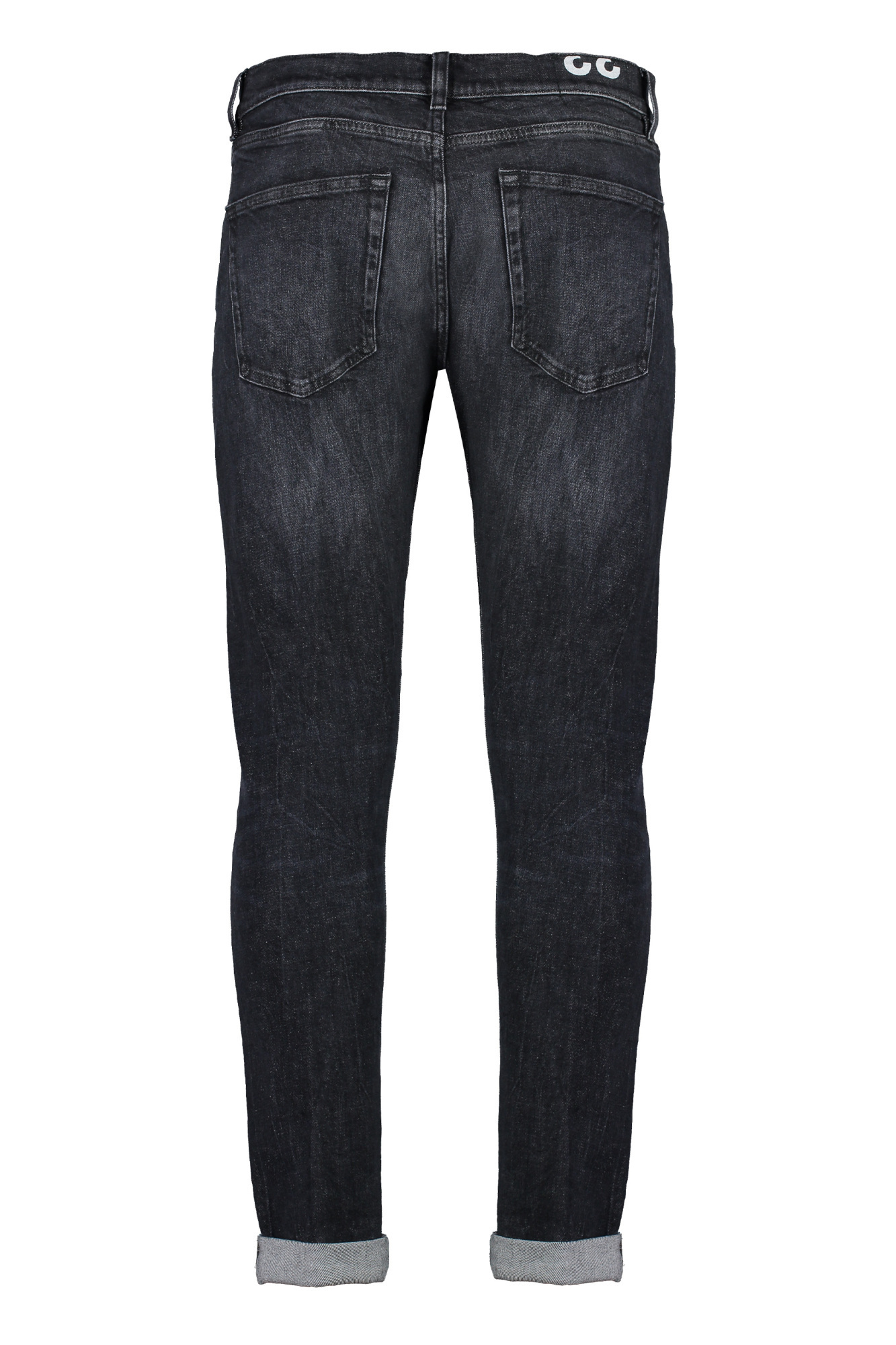 Dondup Stretch Cotton Jeans Roll-up Cuffs In Black