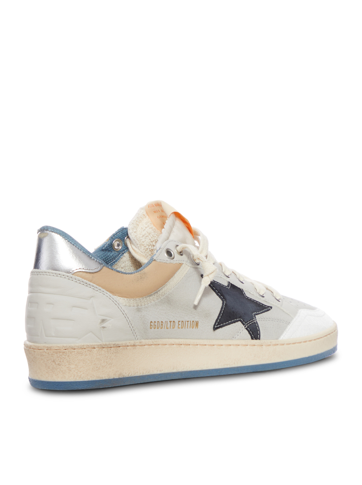Golden Goose Ballstar Nabuk And Nylon Upper Crack Leather Toe Nylon Tongue Nabuk Star Laminated Heel Leather Spur In Gray
