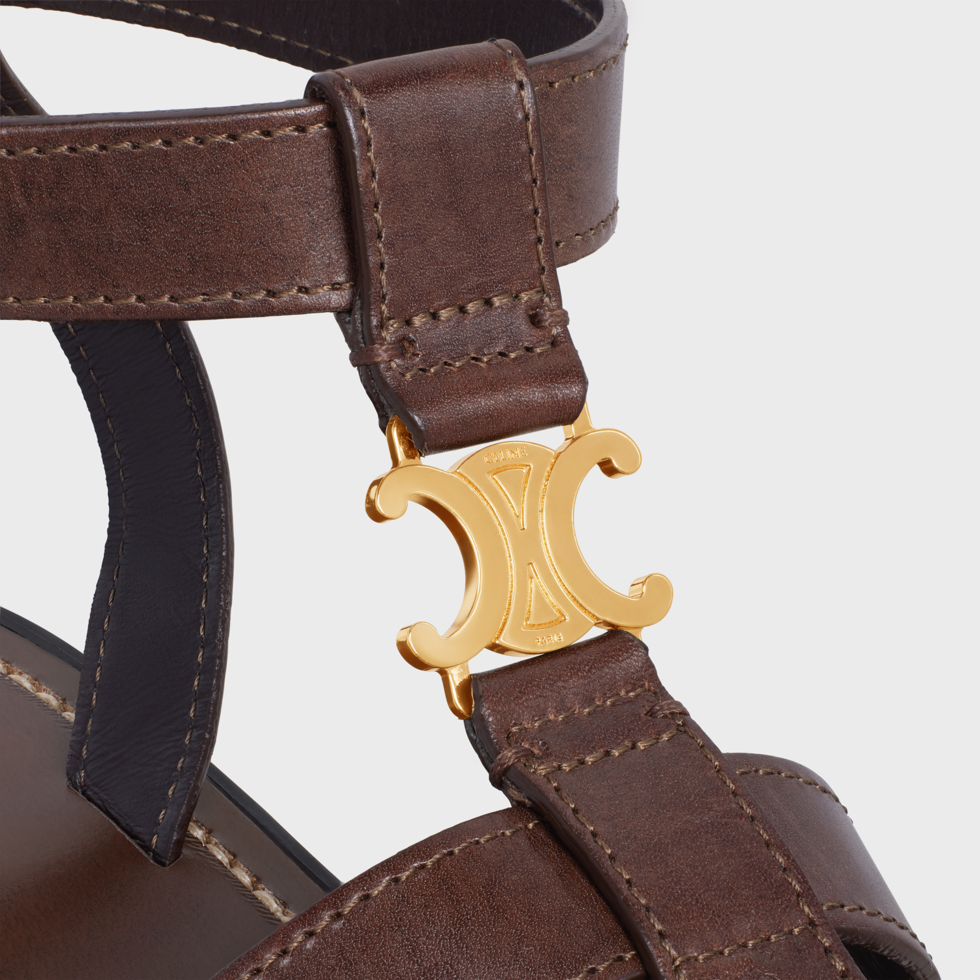 Celine Clea Triomphe Chunky High-heeled Sandals In Black