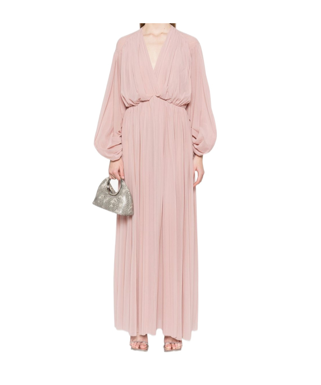 Philosophy Di Lorenzo Serafini Blush Pink V-neck Maxi Dress  In Pink