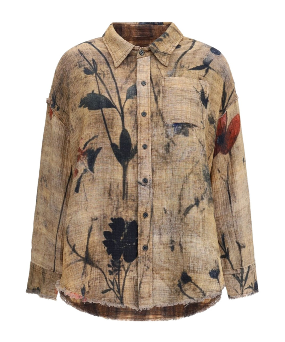 R13 Drop Neck Reversible Shirt In Brown