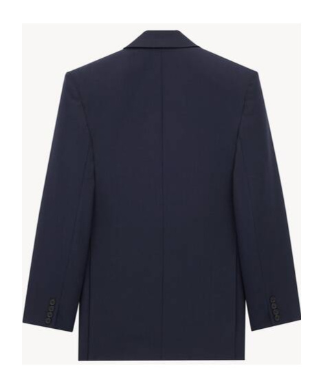 Saint Laurent Wool Blazer Double-breasted Chest Pocket In Blue