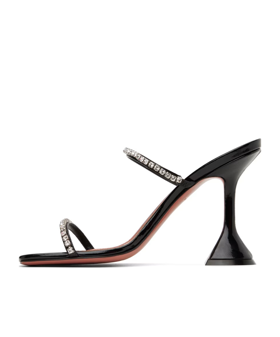 Shop Amina Muaddi Gilda Single-belt High-heeled Sandals In Black