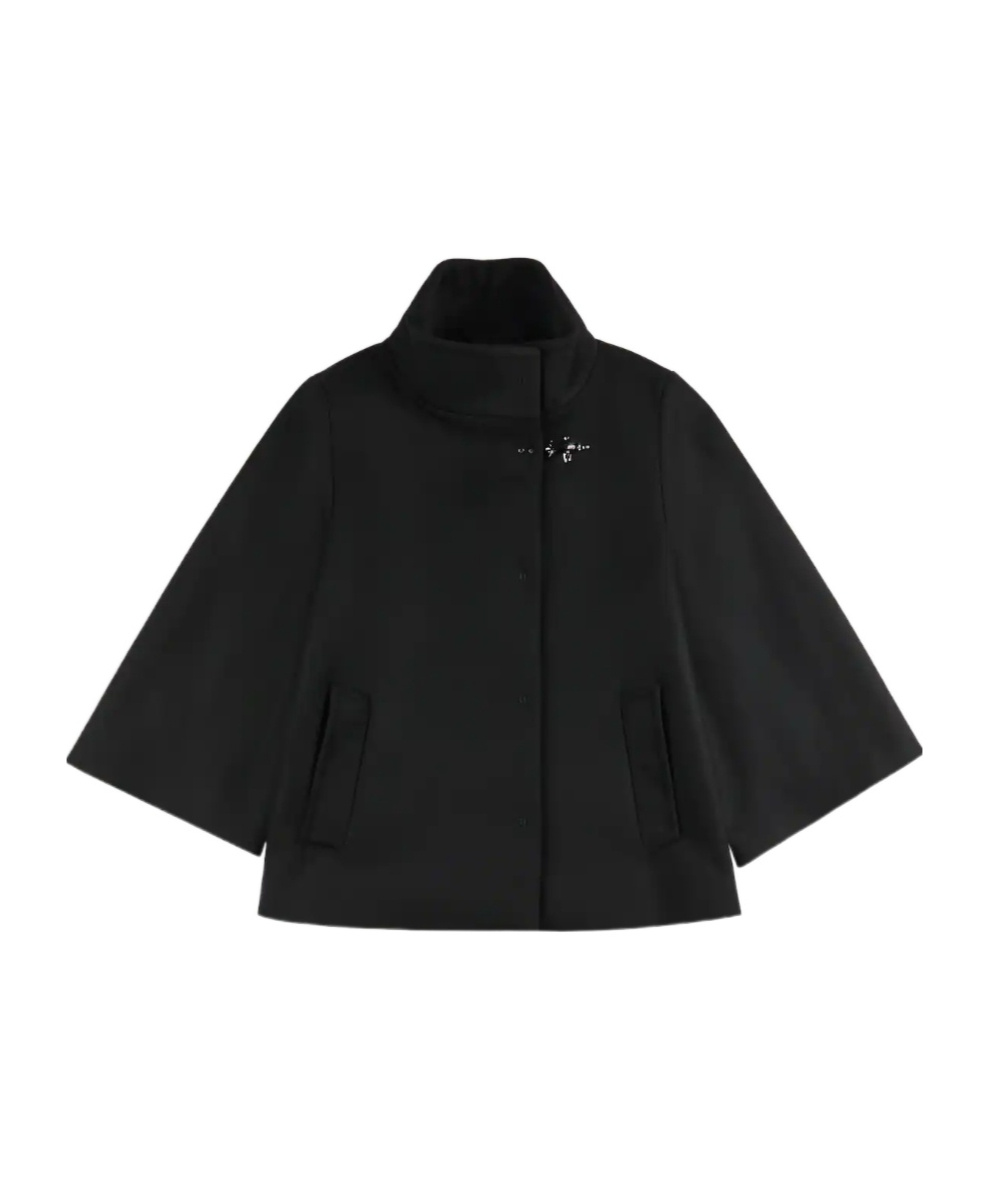Fay Cape In Wool And Cashmere Fabric In Black