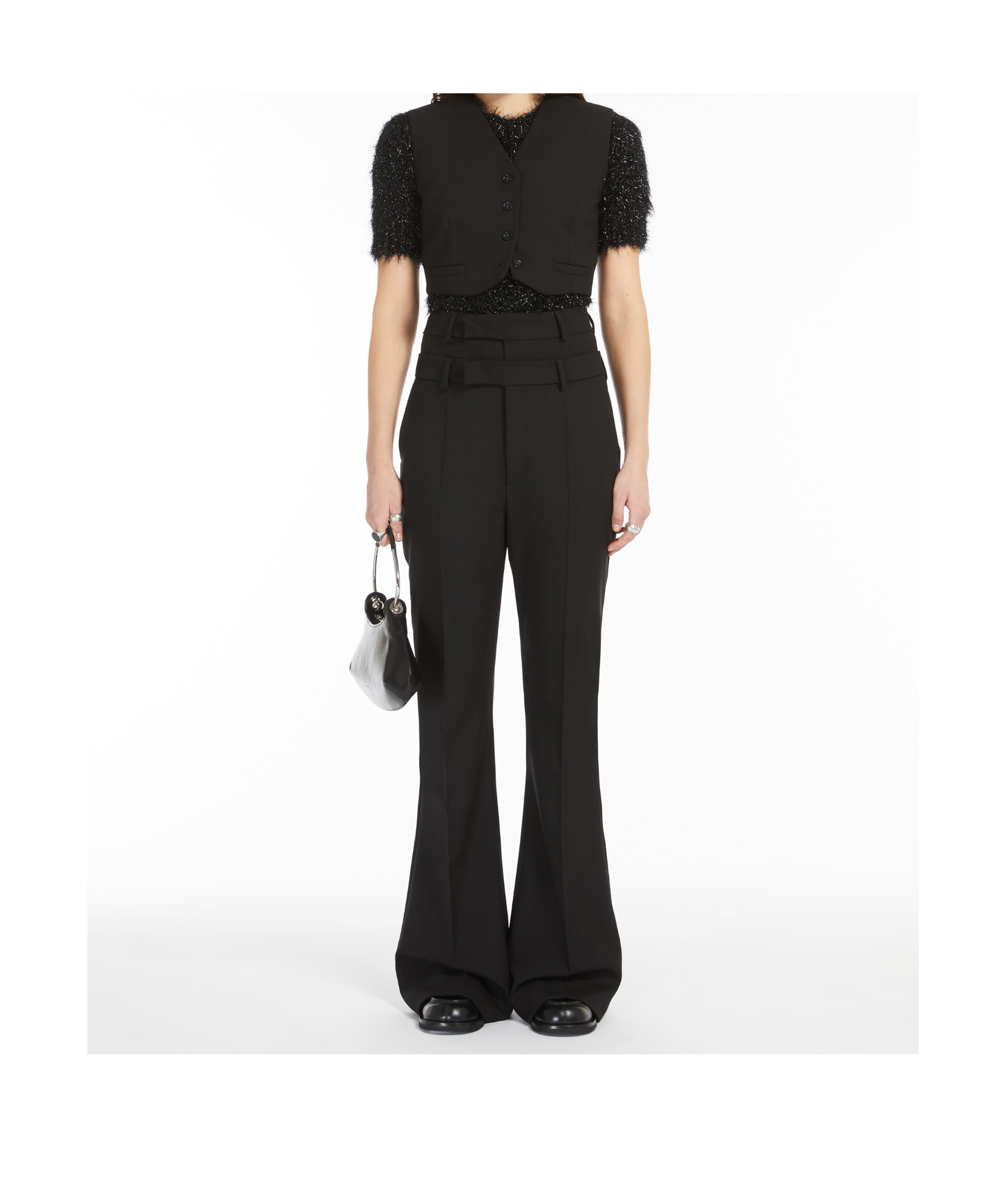 Sportmax Double-belt Bell Bottoms In Black