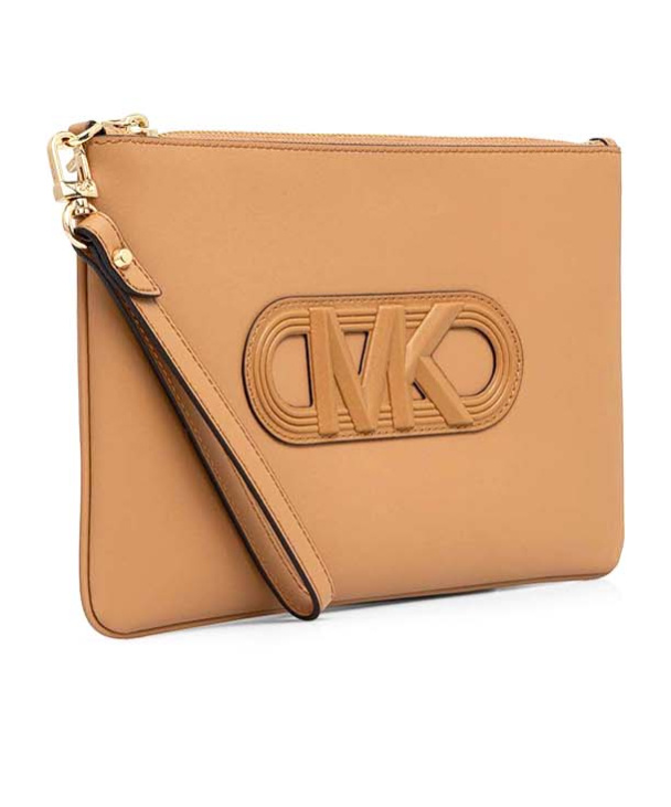 Michael Kors Logo-embossed Leather Clutch In Pink