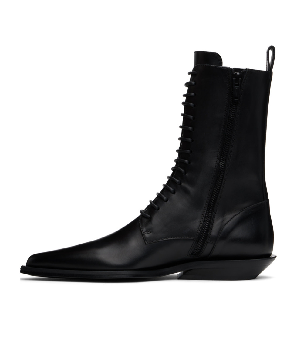 Ann Demeulemeester Pointed Lace-up Boots In Black