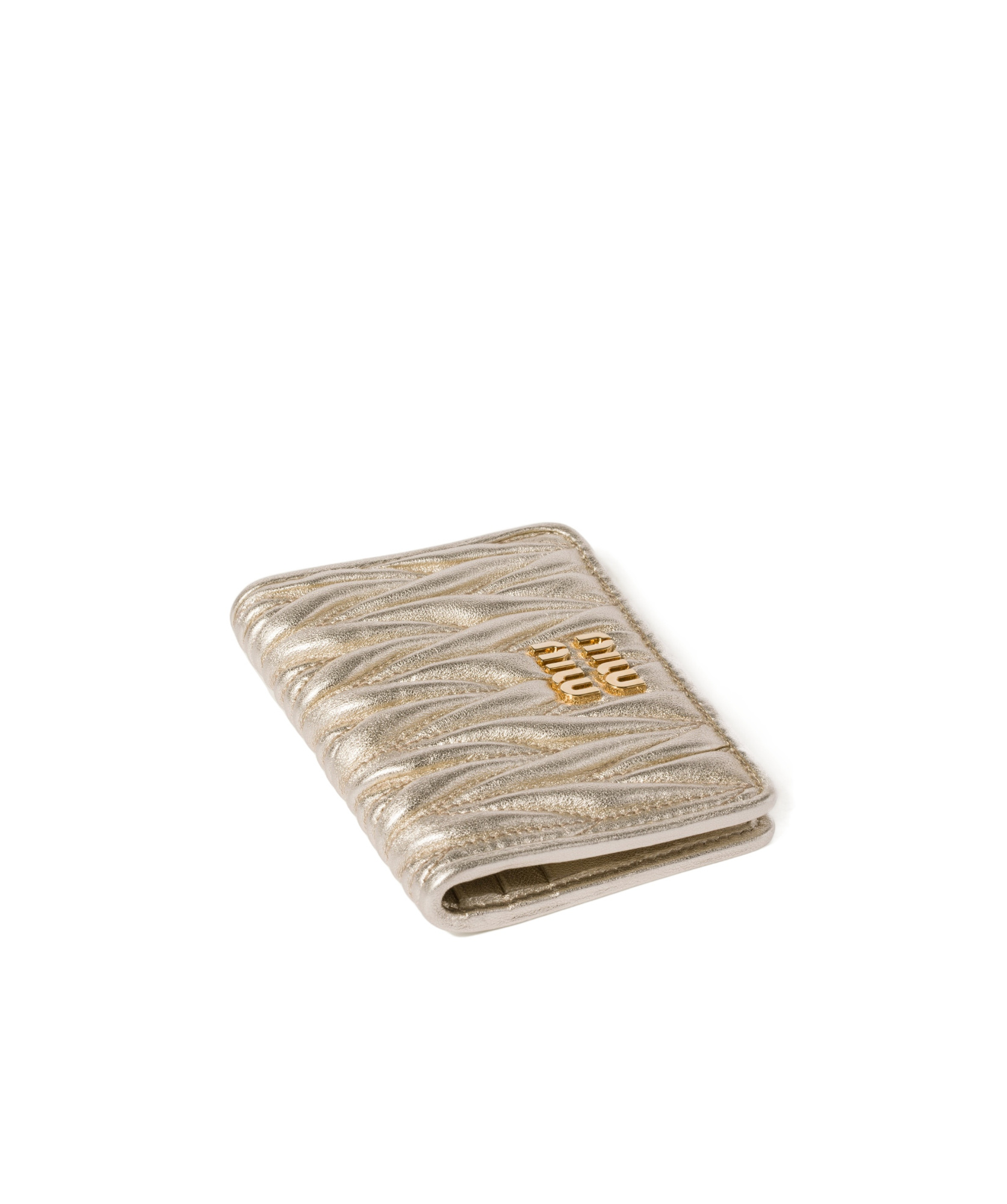 Miu Miu Matelassé Nappa Leather Card Holder In Nude