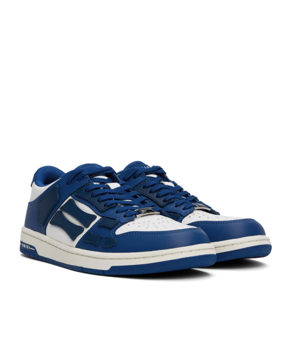 Amiri Low-top Leather Sneakers With Perforated Upper In Blue