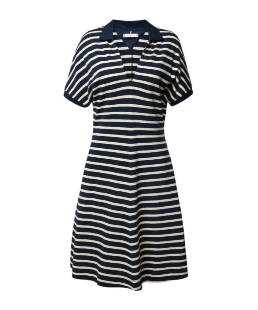 Tommy Hilfiger Open Placket Stripe Polo Dress In Multi