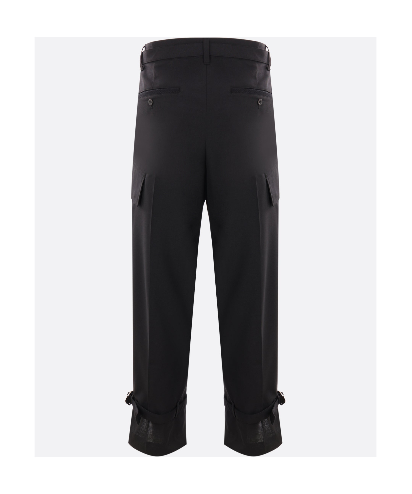 Sacai Belted Cotton Pants In Black