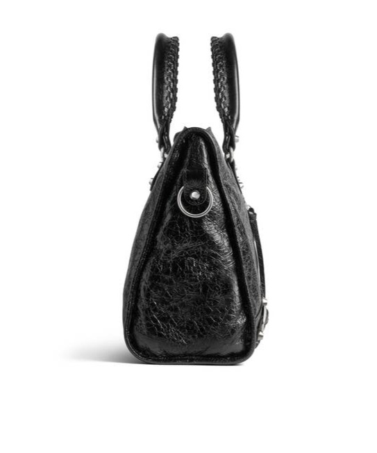 Balenciaga Le City Medium Textured-leather Tote In Black