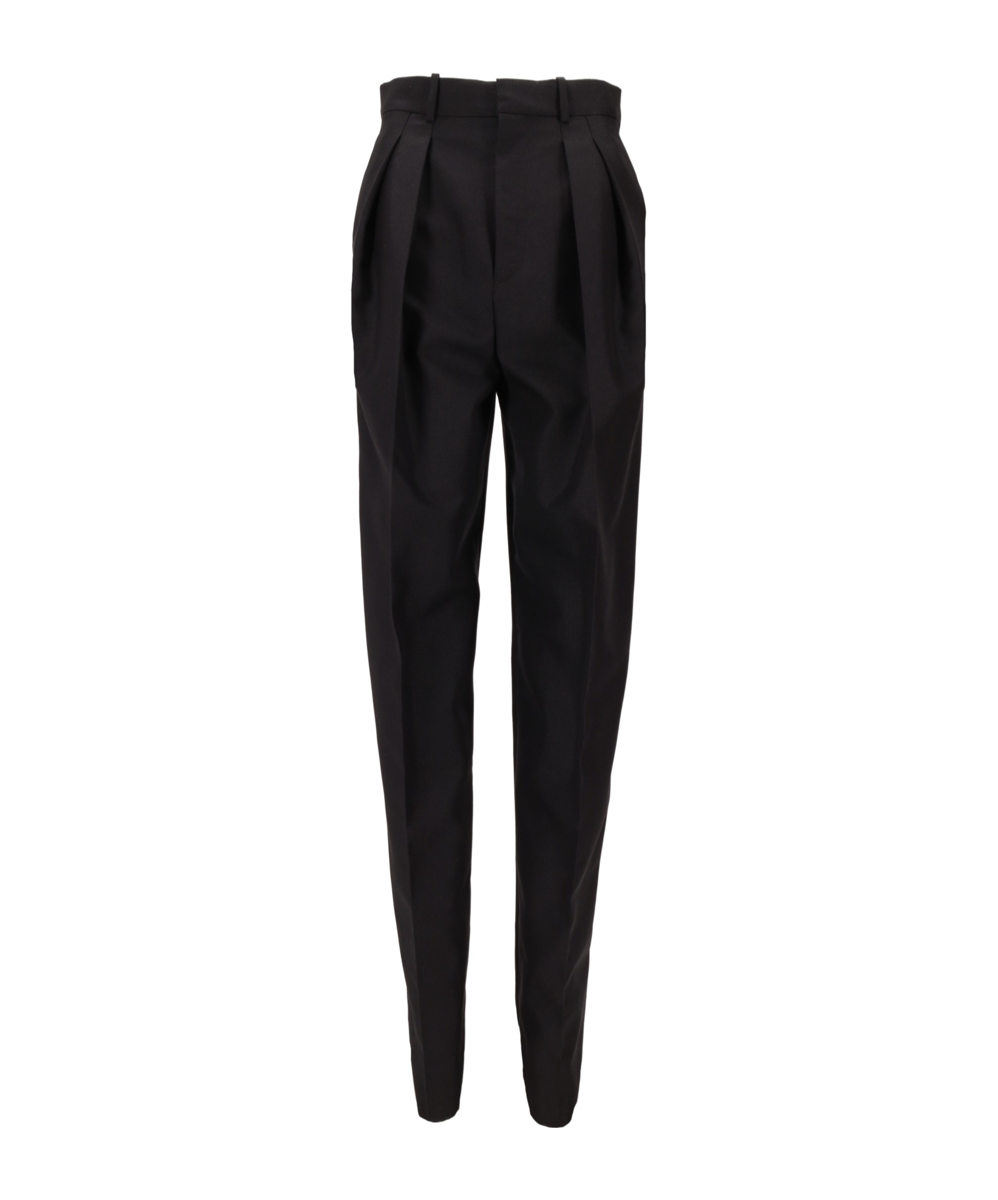 Saint Laurent Pleated-front Straight Trousers In Black