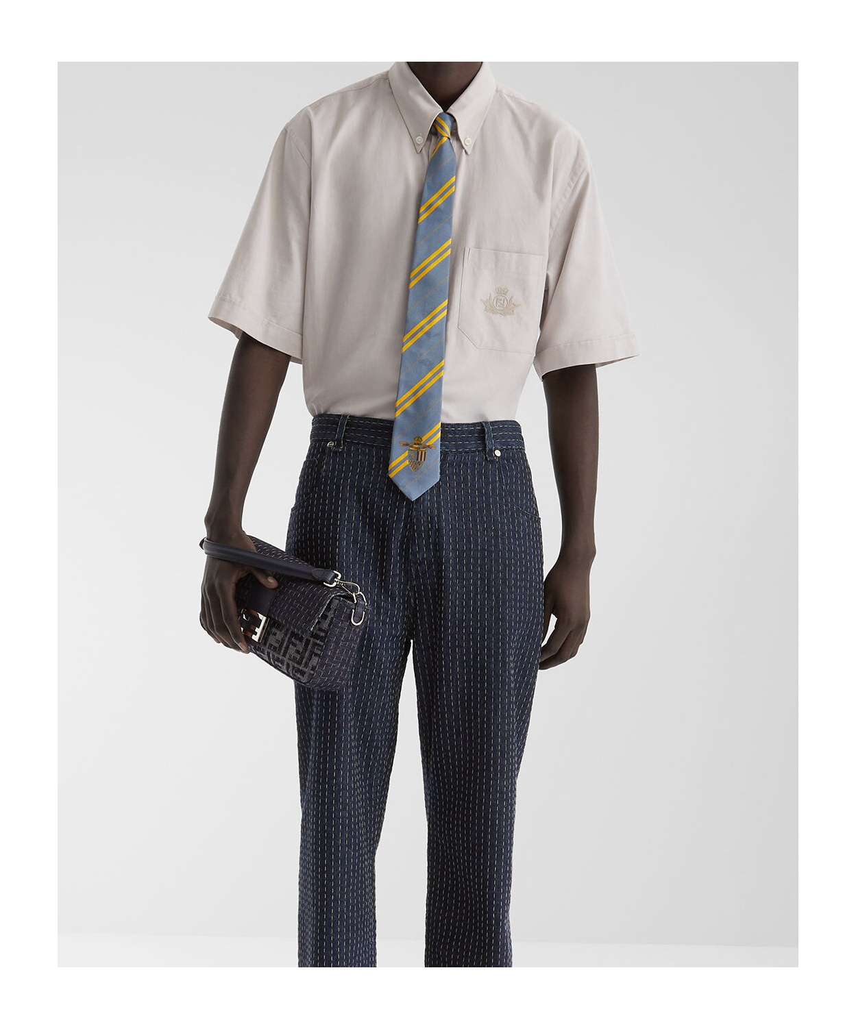 Fendi Pointed Tie In Blue