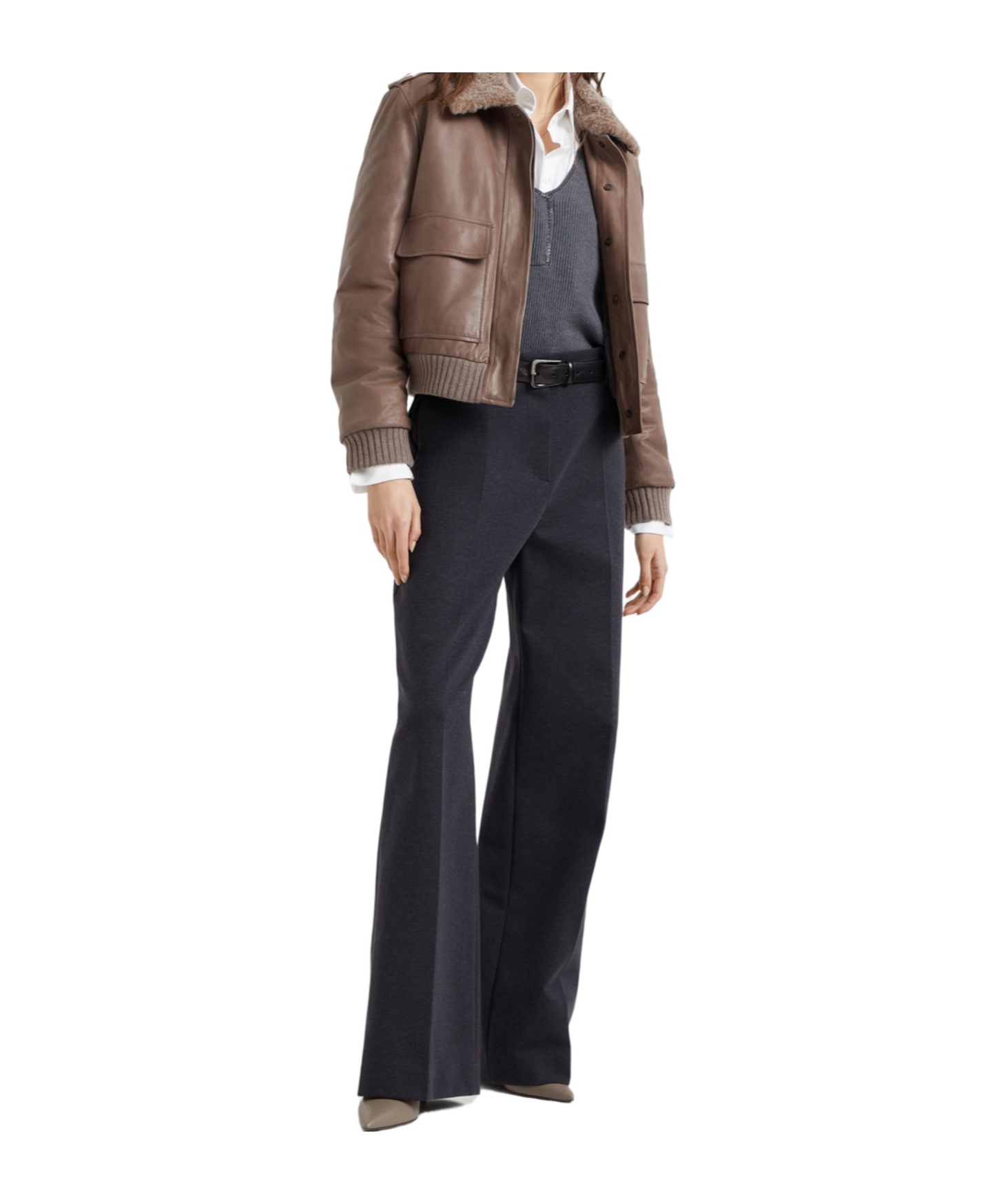 Brunello Cucinelli Stretch Flared Trousers In Black