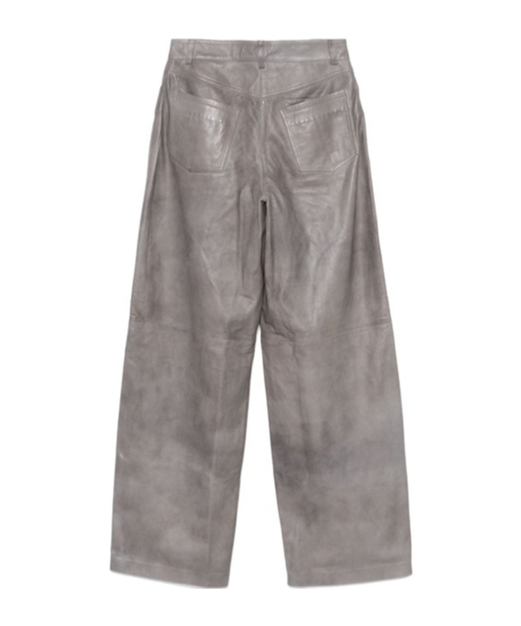 Remain Birger Christensen Belt And Loop Leather Pants In Gray