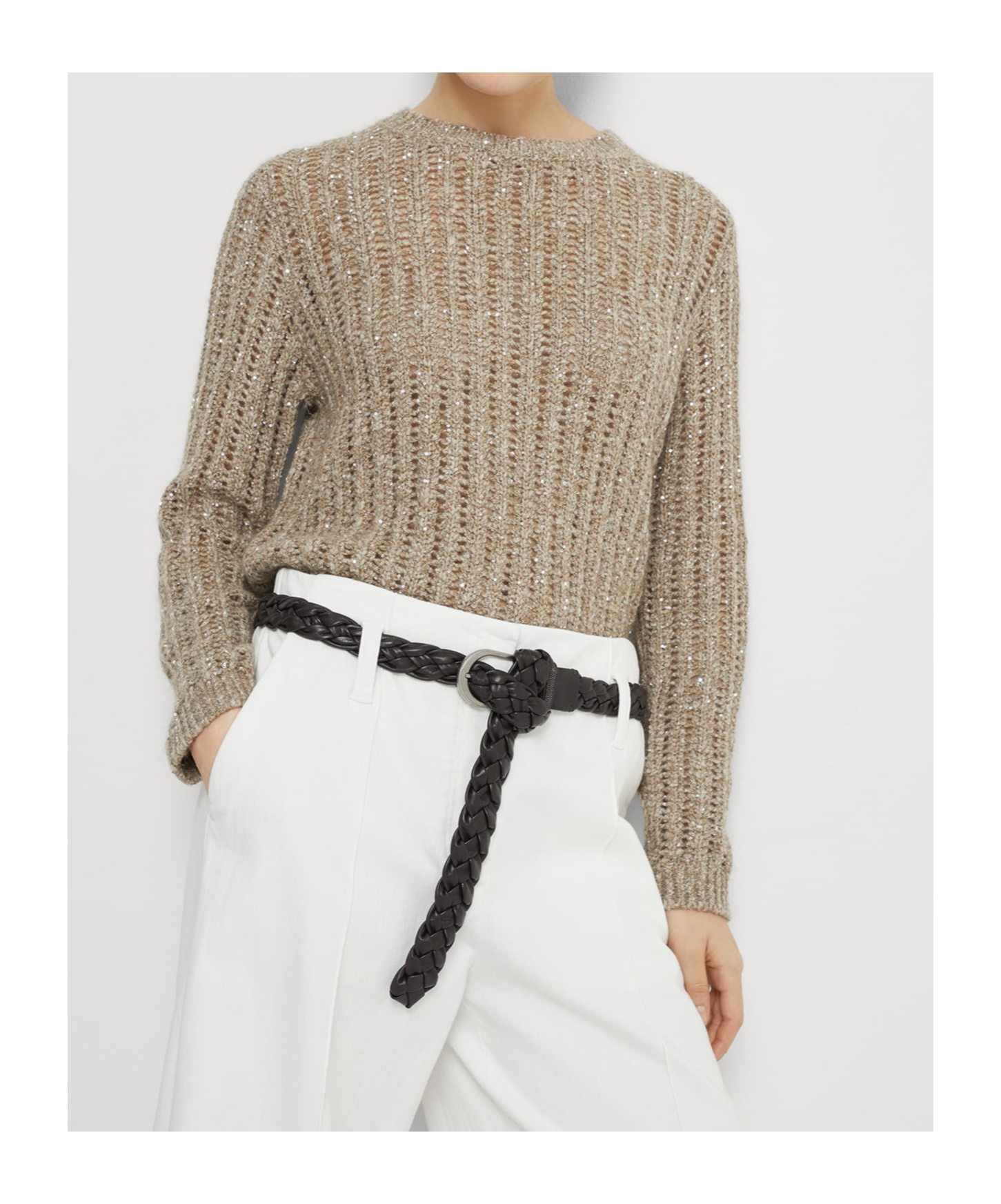 Brunello Cucinelli Sequin-embellished Sweater In Brown